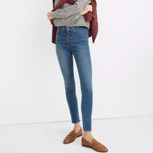 Madewell 10" High-Rise, Button Front Skinny Jeans in Dewitt Wash